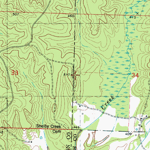 Topographic Map of Shelby (historical), MS