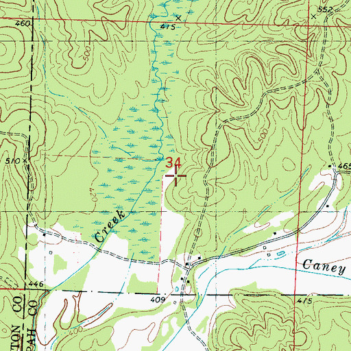 Topographic Map of Whitten Town Cemetery, MS