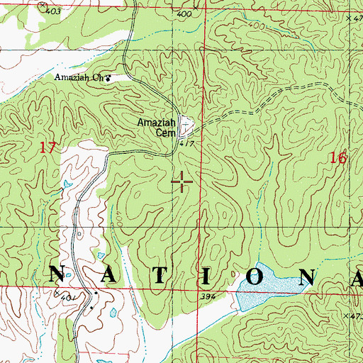 Topographic Map of Amaziah Cemetery, MS