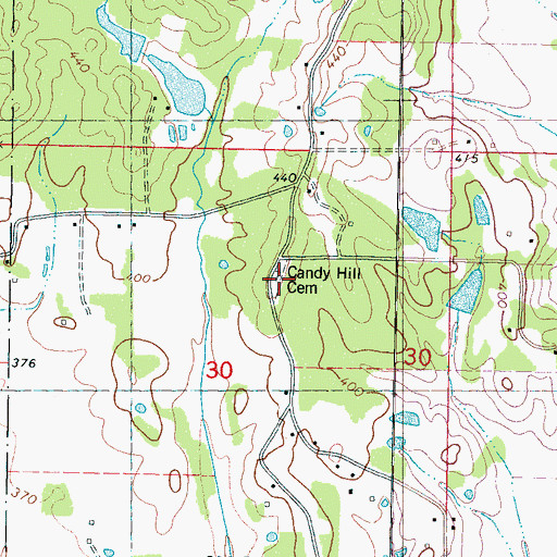 Topographic Map of Candy Hill Cemetery, MS