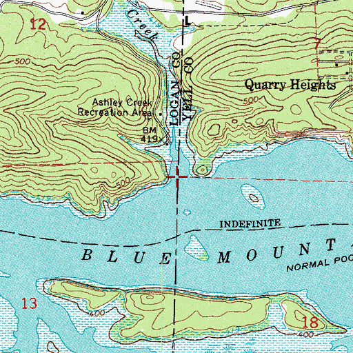Topographic Map of Ashley Creek, AR