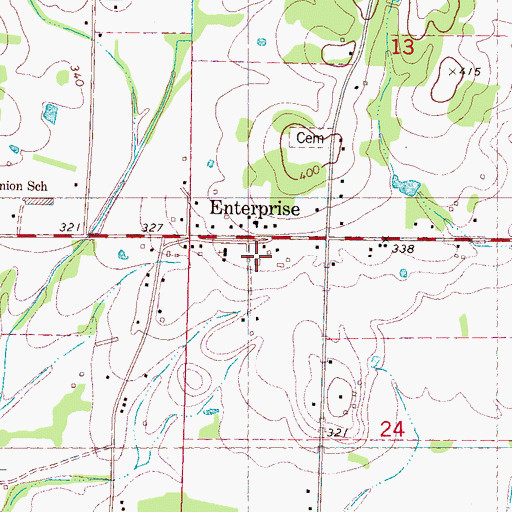 Topographic Map of Enterprise Baptist Church, MS