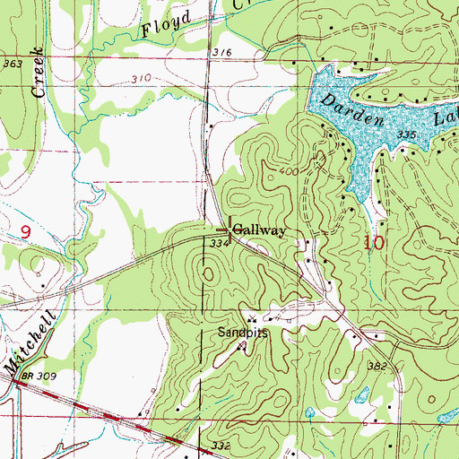 Topographic Map of Gallway, MS