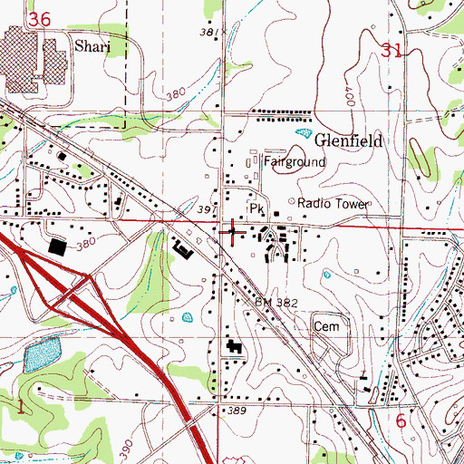 Topographic Map of Glenfield Baptist Church, MS