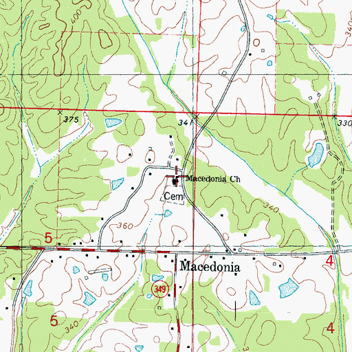 Topographic Map of Macedonia Church, MS