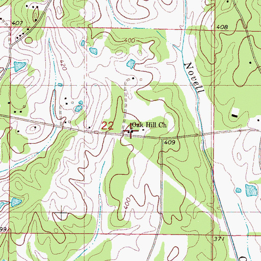 Topographic Map of Oak Hill Church, MS