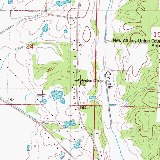 Topographic Map of Union Grove Church, MS