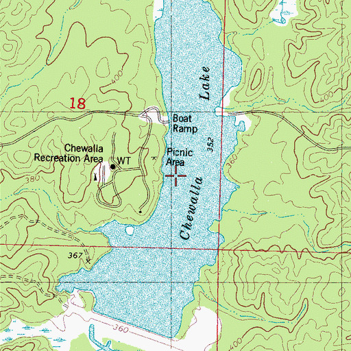 Topographic Map of Chewalla Lake, MS