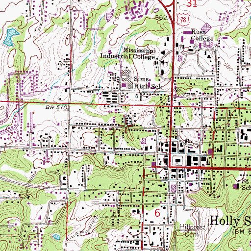 Topographic Map of Christ Temple Church of God in Christ, MS