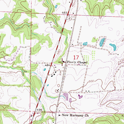Topographic Map of Finely School (historical), MS