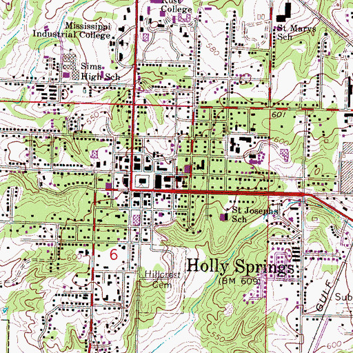 Topographic Map of First Baptist Church, MS