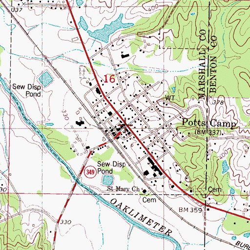 Topographic Map of First Baptist Church, MS