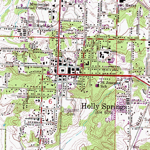 Topographic Map of First United Methodist Church, MS