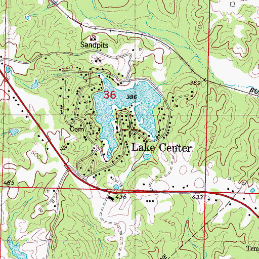 Topographic Map of Lake Center, MS
