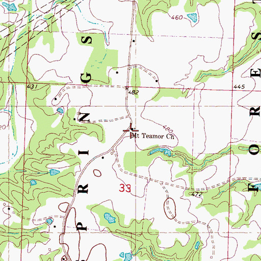 Topographic Map of Mount Teamor Church, MS