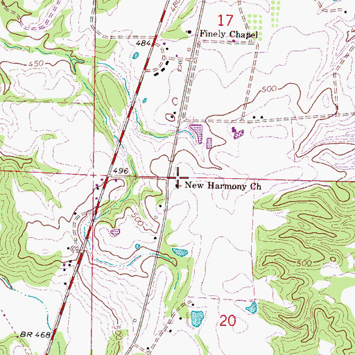 Topographic Map of New Harmony Baptist School, MS