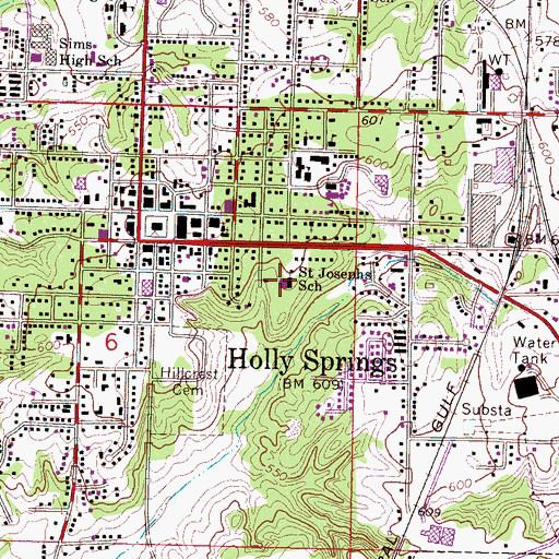Topographic Map of Saint Joseph Catholic Church, MS
