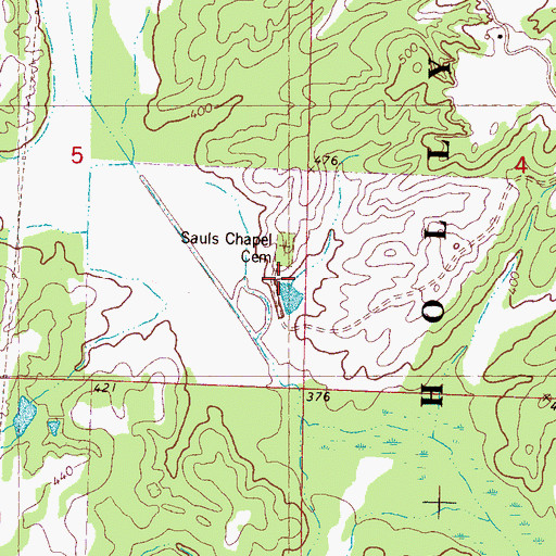 Topographic Map of Souls Chapel (historical), MS