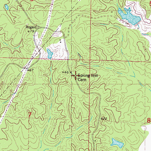 Topographic Map of Spring Hill Cemetery, MS