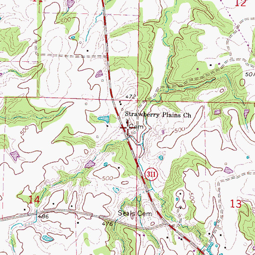 Topographic Map of Strawberry School (historical), MS