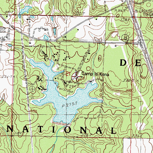 Topographic Map of Camp Hi Kana, MS
