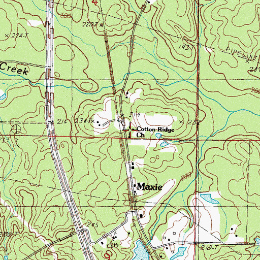 Topographic Map of Cotton Ridge Church, MS