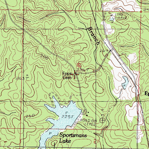 Topographic Map of Epps Cemetery, MS