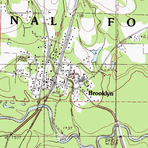 Topographic Map of First Baptist Church of Brooklyn, MS