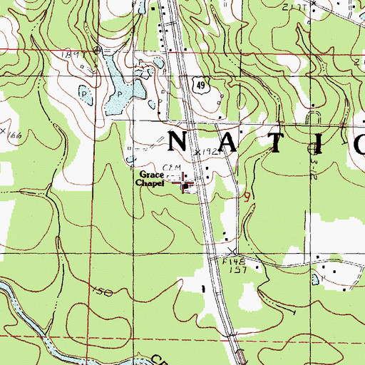 Topographic Map of Grace Chapel Baptist Church, MS