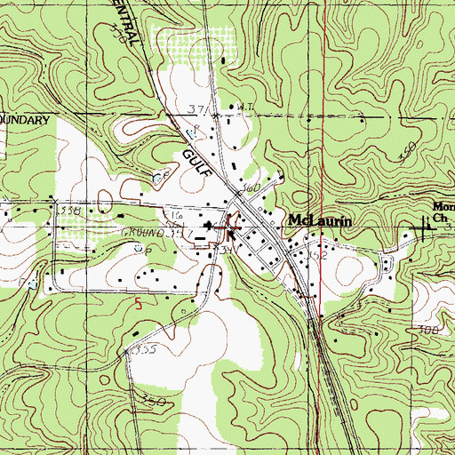 Topographic Map of McLaurin United Methodist Church, MS