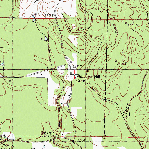 Topographic Map of Pleasant Hill Cemetery, MS
