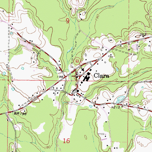 Topographic Map of Clara United Methodist Church, MS