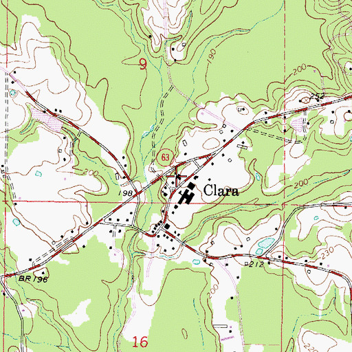 Topographic Map of First Baptist Church of Clara, MS