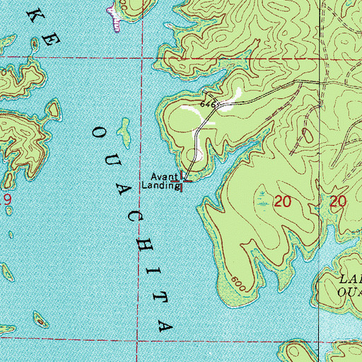 Topographic Map of Avant Landing, AR