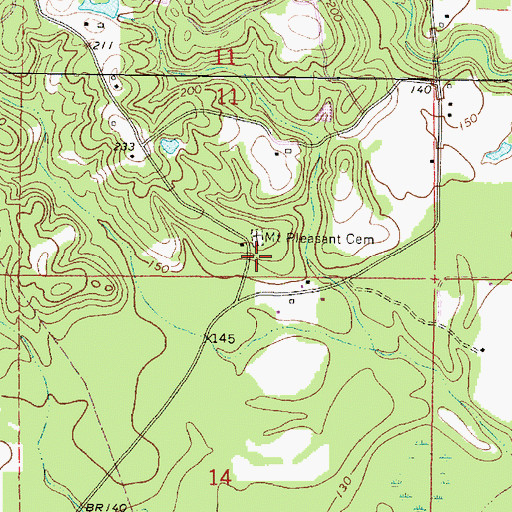 Topographic Map of Mount Pleasant Church (historical), MS