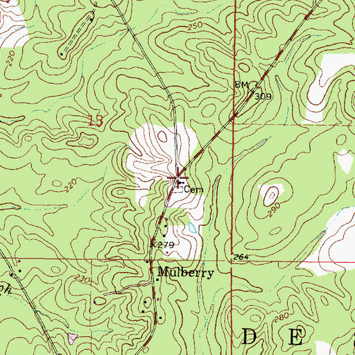 Topographic Map of Mulberry Church, MS