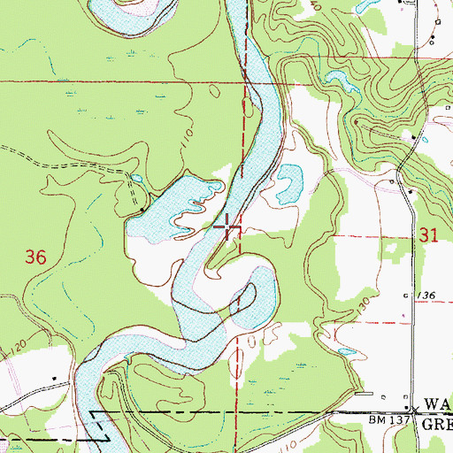 Topographic Map of Pittmans Ferry (historical), MS