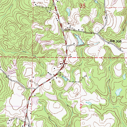 Topographic Map of Spring Hill Church (historical), MS