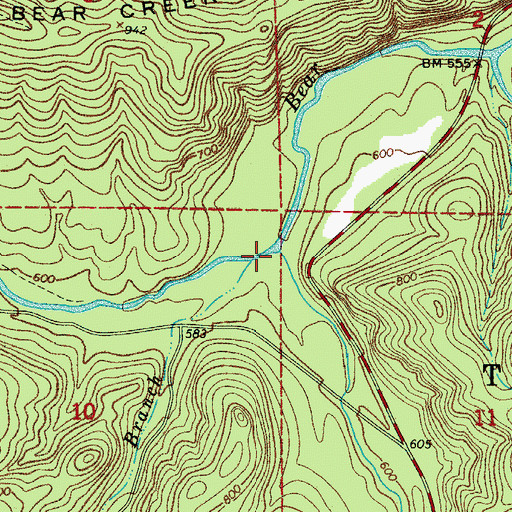 Topographic Map of Avery Branch, AR