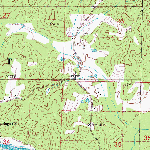 Topographic Map of Adams Store (historical), MS