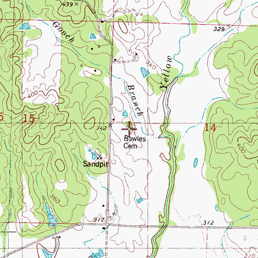 Topographic Map of Bowles Cemetery, MS