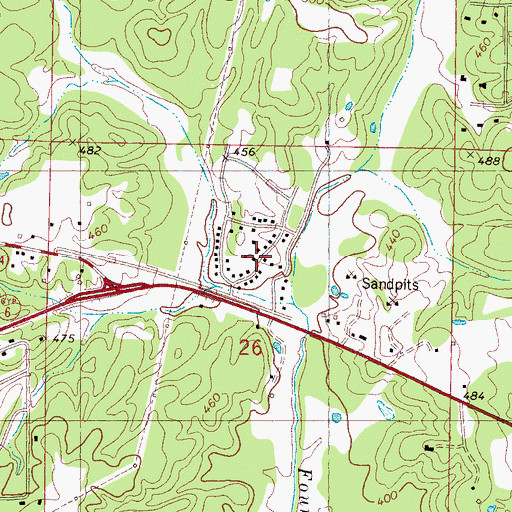 Topographic Map of Brittany Woods, MS