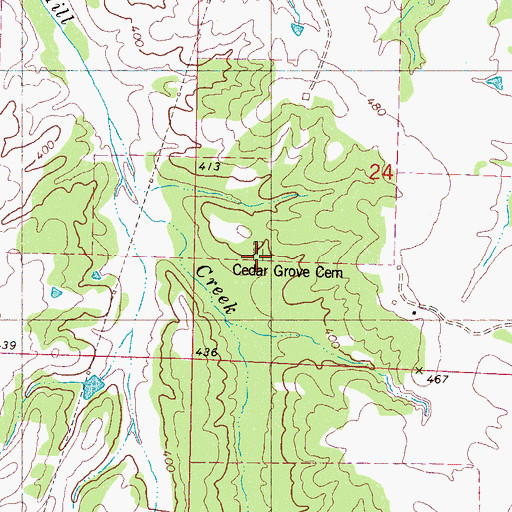 Topographic Map of Cedar Grove Cemetery, MS