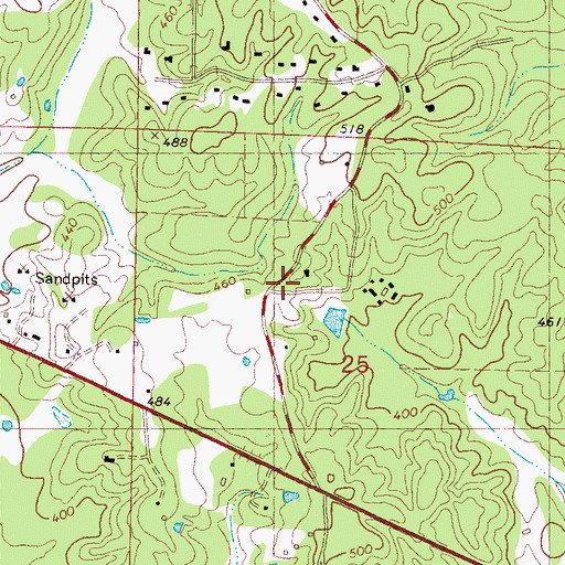 Topographic Map of Center Church (historical), MS