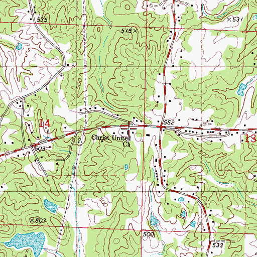Topographic Map of Christ United Church, MS