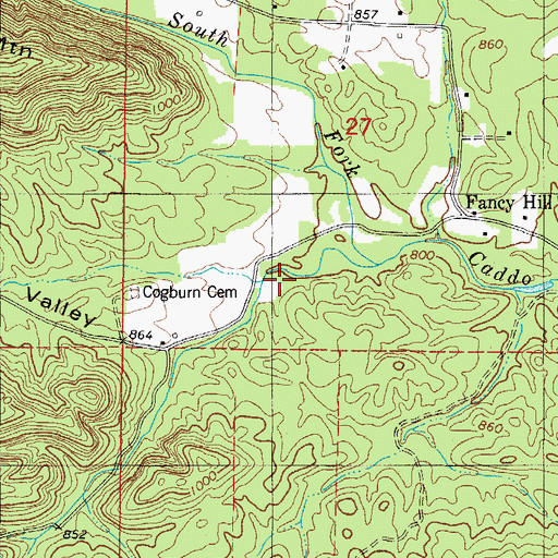 Topographic Map of Back Valley, AR