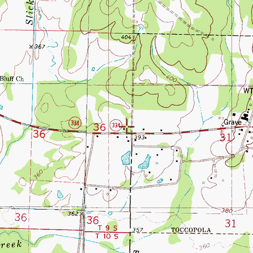 Topographic Map of County Line Church (historical), MS