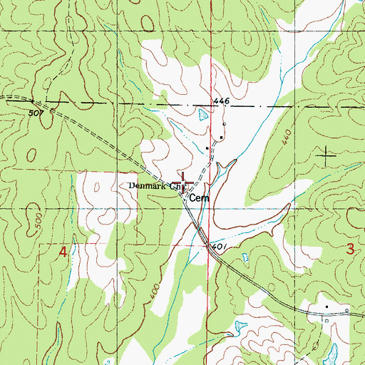 Topographic Map of Denamrk Church, MS