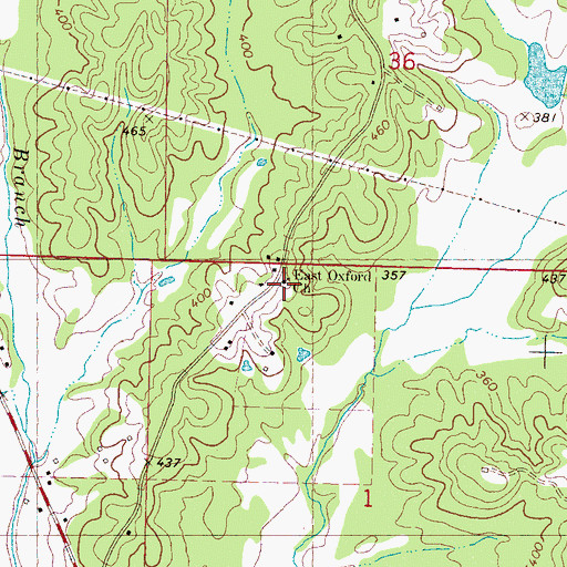 Topographic Map of East Oxford Church, MS