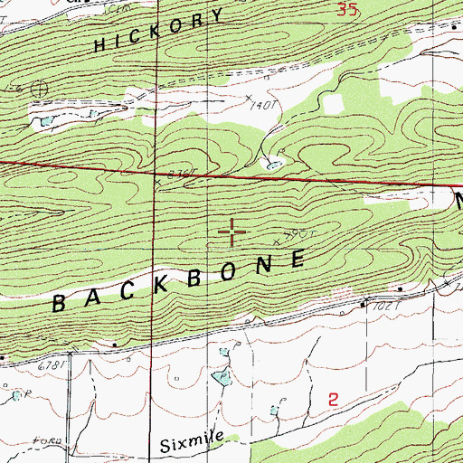 Topographic Map of Backbone Mountain, AR